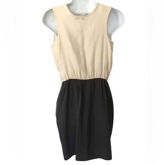 Amanda Uprichard Cream and gray draped 100% silk sleeveless mini dress dress - Picture 2 of 9